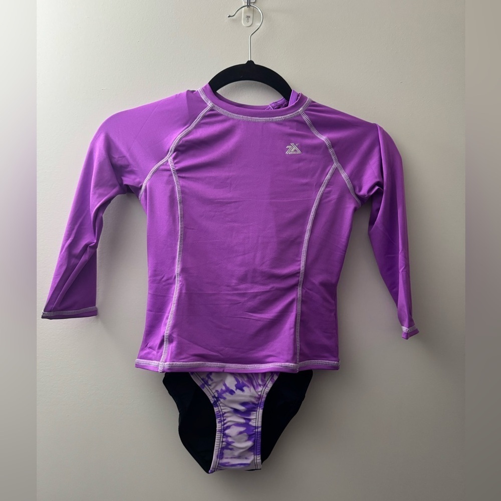 Kids Purple Rash Guard & Swim Suit Set